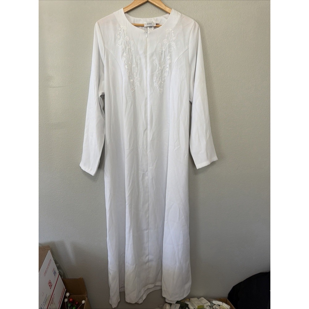 Vintage Jody California Dress White Temple Modest LDS Mormon Gown Boho USA XL
